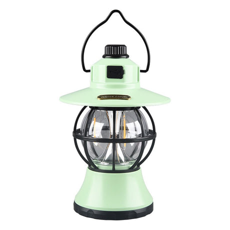 Lampa De Camping Retro Portabila, Felinar Vintage Led Abs, Acumulator Inclus 1200 Mah, Reincarcabila, 3 Moduri De Iluminare, Intensitate Reglabila,Lampa Portabila Pentru Cort In Aer Liber, Mint - vivimall.ro
