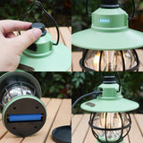 Lampă retro camping portabilă aprinsă, iluminare caldă, mod luminos maxim 200 lumeni