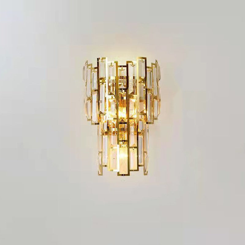 Lampa de Perete in Interior, Flippy, Lampa de Lux pentru Decor de Interior, Corp de Iluminat Tip aplica, din Inox Auriu si Cristal, Lumina Calda Rece Neutra, 39x24 cm, Ideal pentru Camere Mici si Medii, Auriu - vivimall.ro