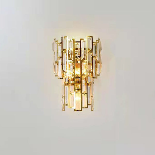 Lampa de Perete in Interior, Flippy, Lampa de Lux pentru Decor de Interior, Corp de Iluminat Tip aplica, din Inox Auriu si Cristal, Lumina Calda Rece Neutra, 39x24 cm, Ideal pentru Camere Mici si Medii, Auriu - vivimall.ro