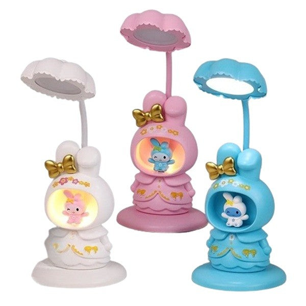 Lampa de Veghe, Vivimall, cu Ascutitoare de Creioane, 2 Functii de Lumina, de Birou si de Veghe, Model Iepuras, Incarcare USB 10 x 29 cm, Multicolor - vivimall.ro