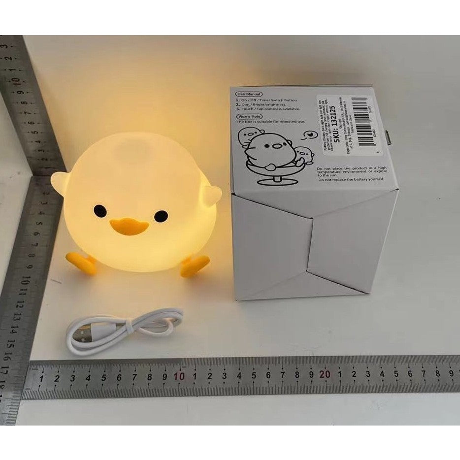 Lampa de Veghe pentru Copii, Vivimall, din Silicon, Senzor Tactil, Model Ratusca, Lumina Calda, Timer Automat, Protectie pentru Ochi, Incarcare USB Putere 0.5W, Capacitate Baterie Incorporata 800mAh, 12.2x10.5x9.2 cm, Alb - vivimall.ro