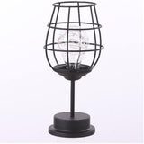 Lampa Decorativa cu Leduri, Vivimall, Model Pahar de Vin, cu Baterii, 13 x 13 x 28 cm, Suport Negru, Lumina Alb Cald - vivimall.ro