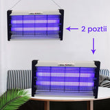 Lampa Electrica Anti Insecte, Vivimall, Lumina Neon, 2 tuburi cu putere de 40W, Suspensie Perete, Carcasa din Plastic Metalica, 64 x 25 x 6 cm, Alb Negru - vivimall.ro