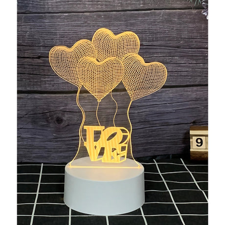 Lampa LED decorativa, Vivimall, 3D, Baloane Love, din material acril si lumina multicolora, alb - vivimall.ro