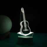 Lampa LED decorativa, Vivimall, 3D, Chitara, din material acril si lumina multicolora, alb - vivimall.ro