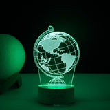 Lampa Led Decorativa, 3D, Globul Pamantesc, Doua Moduri De Alimentare Usb Si Baterii, 20 Cm Inaltime, Din Material Acril Si Lumina A, Alb - vivimall.ro
