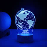 Lampa Led Decorativa, 3D, Globul Pamantesc, Doua Moduri De Alimentare Usb Si Baterii, 20 Cm Inaltime, Din Material Acril Si Lumina A, Alb - vivimall.ro