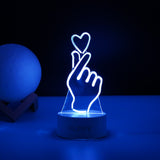 Lampa LED decorativa, Vivimall, 3D, Mana si Inima, din material acril si lumina multicolora, alb - vivimall.ro