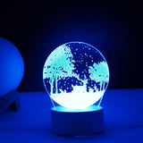 Lampa LED decorativa, Vivimall, 3D, Peisaj de iarna, cu telecomanda, doua moduri de alimentare USB si baterii, 20 cm inaltime, din material acril si lumina multicolora, alb - vivimall.ro