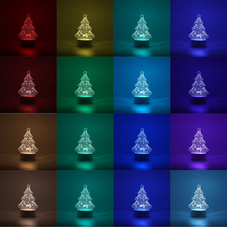 Lampa LED decorativa, Vivimall, 3D, Pom de Craciun, din material acril si lumina multicolora, alb - vivimall.ro