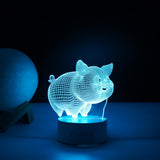 Lampa LED decorativa, Vivimall, 3D, Porcusor Gras, din material acril si lumina multicolora, alb - vivimall.ro