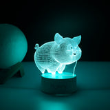 Lampa LED decorativa, Vivimall, 3D, Porcusor Gras, din material acril si lumina multicolora, alb - vivimall.ro