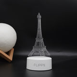 Lampa LED decorativa, Vivimall, 3D, Turnul Eiffel, din material acril si lumina multicolora, alb - vivimall.ro