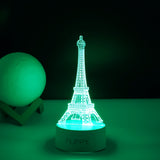 Lampa LED decorativa, Vivimall, 3D, Turnul Eiffel, din material acril si lumina multicolora, alb - vivimall.ro