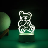 Lampa Led Decorativa, 3D, Ursulet, Cu Telecomanda, Doua Moduri De Alimentare Usb Si Baterii, 20 Cm Inaltime, Din Material Acril Si Lumina A, Alb - vivimall.ro