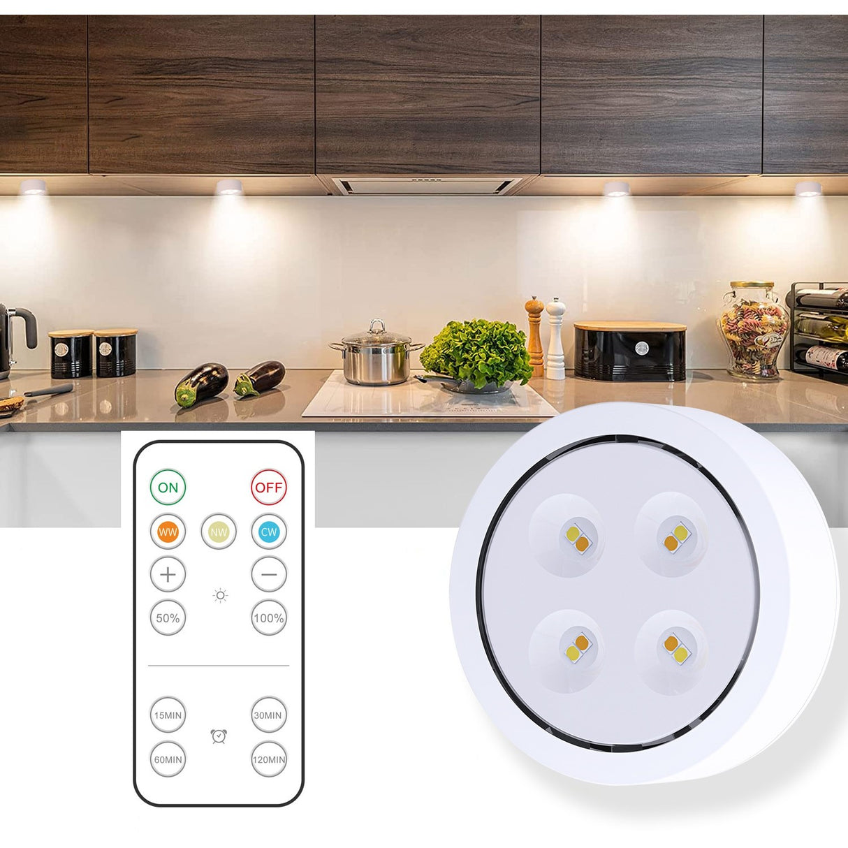 Lampa Led Vivimall, Fara Fir, cu Baterii, 3 Culori de Lumina, cu Telecomanda, din Plastic, Alb - vivimall.ro