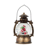 Felinar Crăciun vintage negru-auriu cu cablu USB inclus, prezentat în context decor festiv