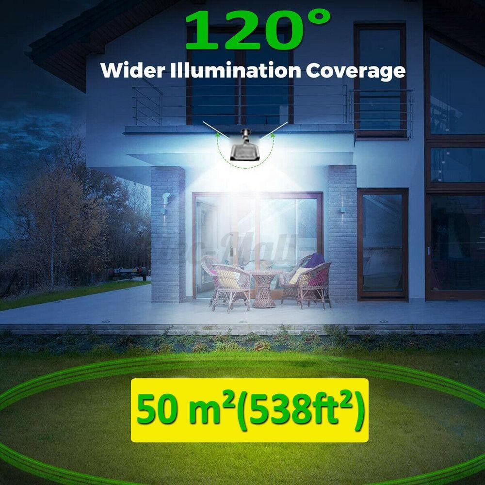 Lampa Solara De Exterior LED Vivimall, 23 cm x 11.5 cm, 3072 Lumeni 128 COB LED 25.6 W - echivalent 205 W bec incadescent, IP65, Senzor de Miscare, Senzor de Lumina, 4 Grile, Alb Rece - vivimall.ro