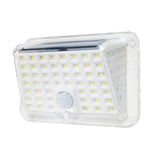 Lampa solara de perete Vivimall, 90 LED-uri SMD, senzor de miscare, IP65, 1200mAh, material ABS, lumina alb rece, alb - vivimall.ro