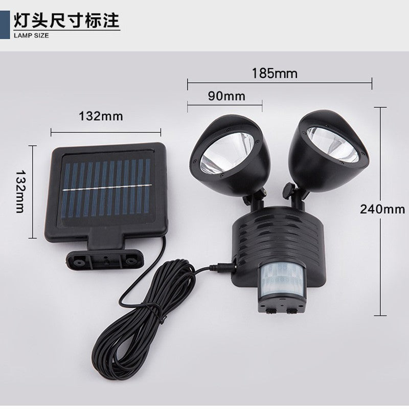 Lampa solara de tip decoratiune pentru gradina, Vivimall, model felinar dublu cu senzor de miscare, alb rece - vivimall.ro