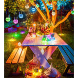 Lampa Solara Vivimall, LED, Tip Candelabru Mic, Cu Bila Din Sticla Crapata, Exterioara, Impermeabila, Iluminare 6-12 H, Multicolor - vivimall.ro