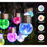Lampa Solara Vivimall, LED, Tip Candelabru Mic, Cu Bila Din Sticla Crapata, Exterioara, Impermeabila, Iluminare 6-12 H, Multicolor - vivimall.ro