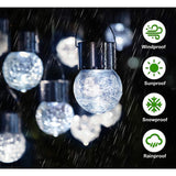 Lampa Solara Vivimall, LED, Tip Candelabru Mic, Cu Bila Din Sticla Crapata, Exterioara, Impermeabila, Iluminare 6-12 H, Alb - vivimall.ro