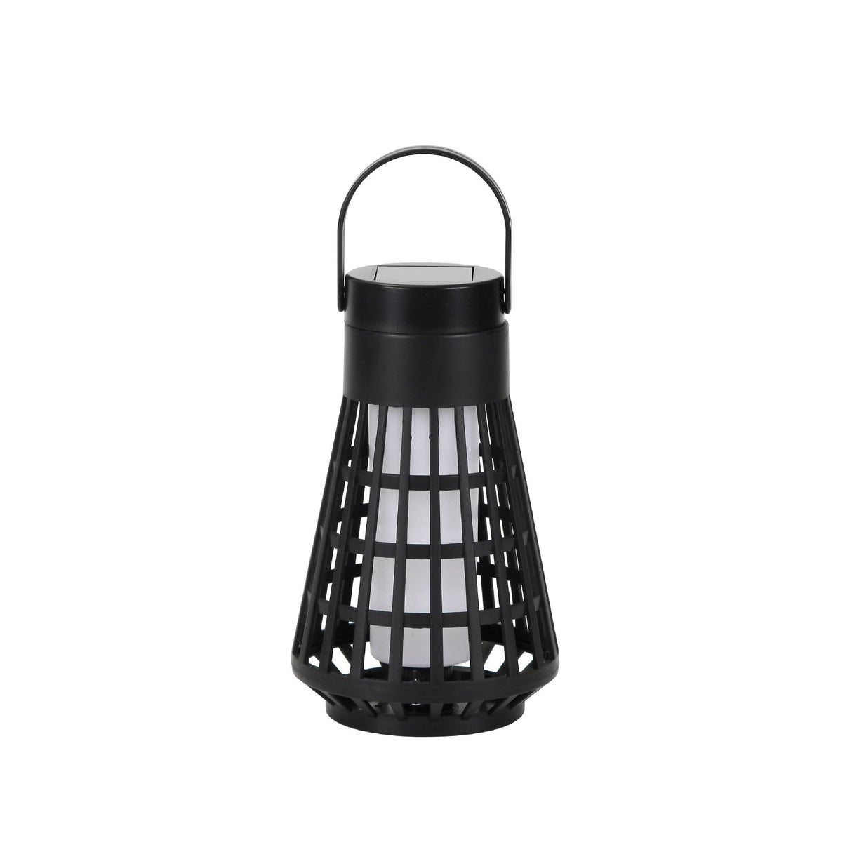 Lampa Solara pentru Gradina, Vivimall, Reincarcabila de la Soare, Model Felinar, Portabila cu Picior, Lumina Calda, 12 cm, Negru - vivimall.ro