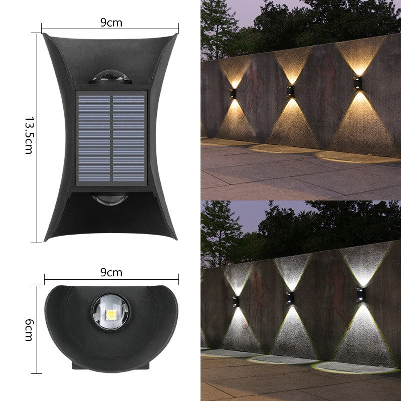 Lampa Solara Led Bidirectionala Bicolora, Comutator Culoare Led, Ip65, Rezistent La Apa, Baterie 1.5 V, 400Mah, 2 Led-Uri, 13.5 X 9 Cm, Material Abs, Multicolor - vivimall.ro