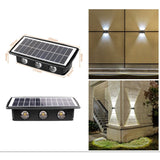 Lampa Solara Led Bidirectionala Dreptunghiulara Pentru Perete, 20.5X10 Cm, 6 Led-Uri, 5.5V, Abs, 500Mah, Rezistent La Apa Ip65, Alb Rece - vivimall.ro