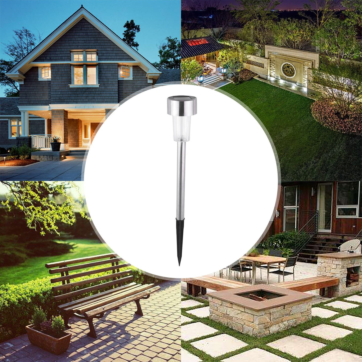 Lampa Solara Led Decorativa Pentru Gradina, Argintie, Lumina Alb Rece - vivimall.ro