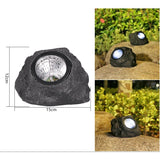 Lampa solara LED decorativa pentru gradina Vivimall, imitatie piatra, lumina puternica 4 LED-uri, 12 x 15 cm, material ABS, baterie Ni-MH, 600 mAh, panou solar 2V, lumina alb rece, gri - vivimall.ro