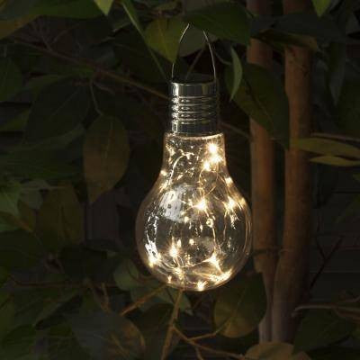Lampa Solara Led Decorativa Sub Forma De Bulb, Pentru Exterior, Suspendata, Ip65, Ultron Transparent, Lumina Calda - vivimall.ro