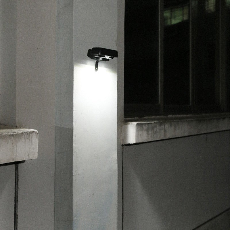 Lampa solara LED dreptunghiulara pentru perete Vivimall, 18 x 7 cm, senzor miscare, 6V, ABS, 2200mAh, rezistent la apa, culoare alb rece, suport negru - vivimall.ro