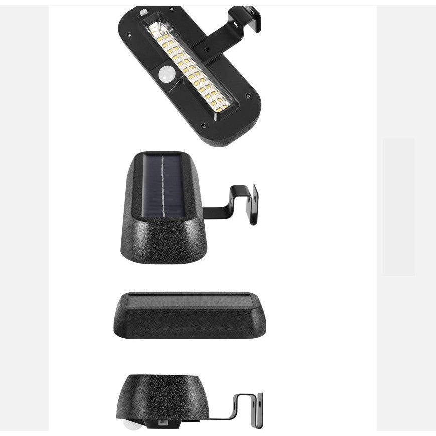 Lampa Solara Led Dreptunghiulara Pentru Perete, 18 X 7 Cm, Senzor Miscare, 6V, Abs, 2200Mah, Rezistent La Apa, Culoare Alb Rece, Suport Negru - vivimall.ro