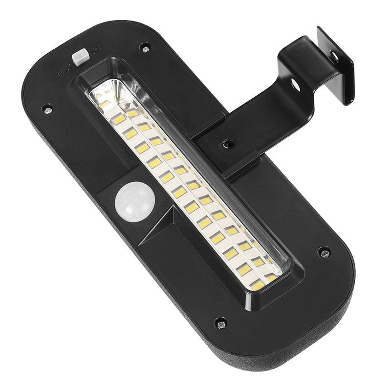 Lampa Solara Led Dreptunghiulara Pentru Perete, 18 X 7 Cm, Senzor Miscare, 6V, Abs, 2200Mah, Rezistent La Apa, Culoare Alb Rece, Suport Negru - vivimall.ro