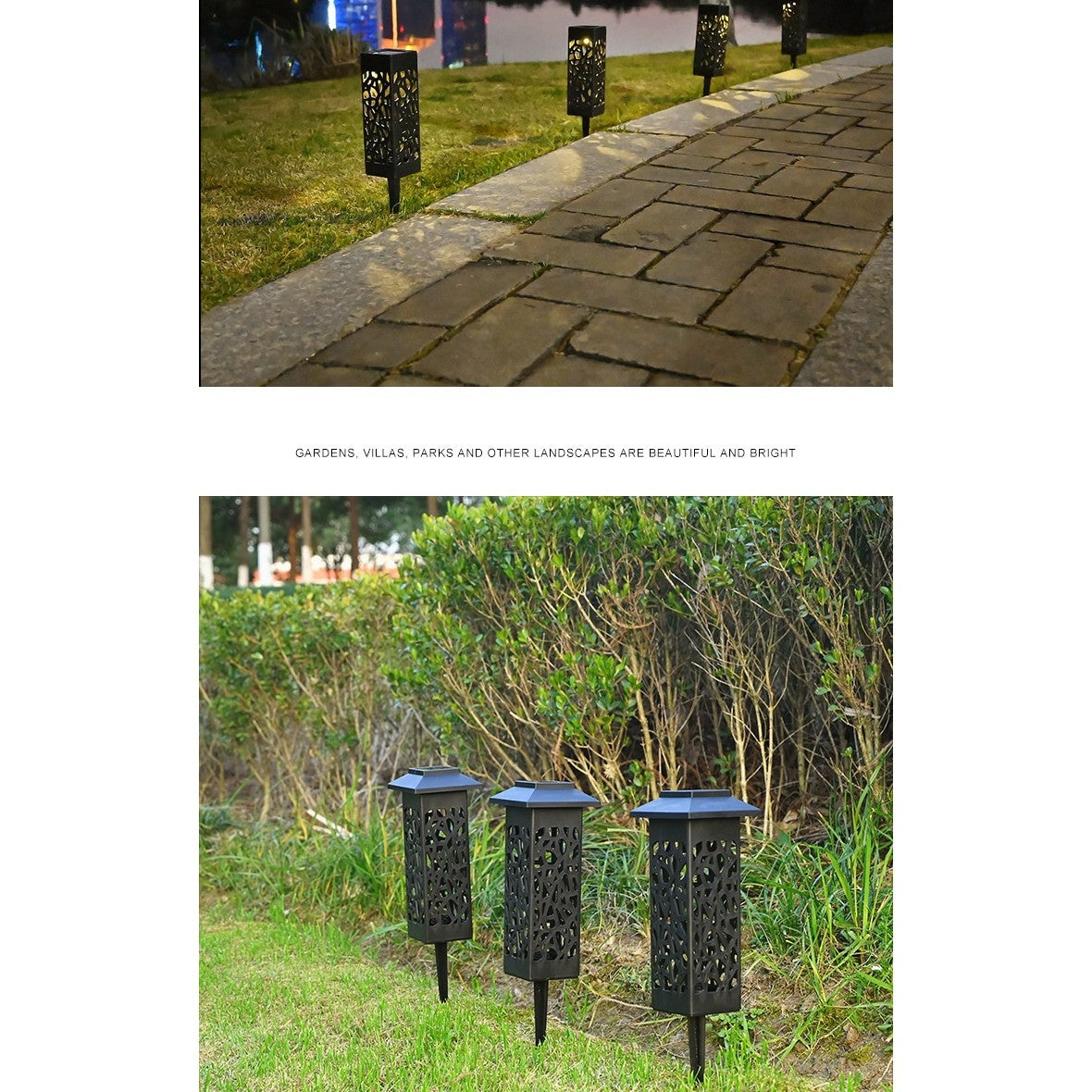 Lampa solara LED Vivimall, tip felinar cu acoperis, pentru gradina, inaltime 30.2 cm, putere 0.2W, 1.2V, 600mAh, alb cald - vivimall.ro