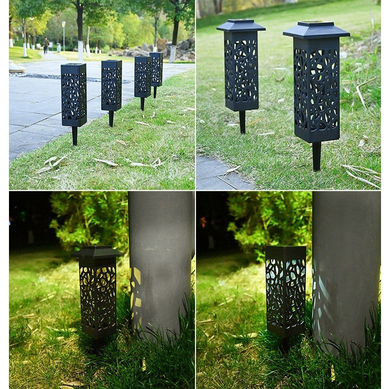 Lampa solara LED Vivimall, tip felinar cu acoperis, pentru gradina, inaltime 30.2 cm, putere 0.2W, 1.2V, 600mAh, alb rece - vivimall.ro