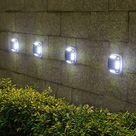 Lampa Solara Led Pentru Gradina, 8 Led-Uri, Prindere De Perete Sau Impamantare, Ip65, Forma Patrat, Material Abs Si Policarbonat, 9 X 9 Cm, Baterie 1.2V, 600 Mah, Alb Rece - vivimall.ro