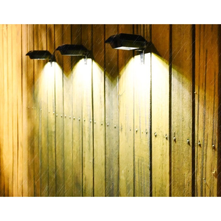 Lampa solara LED pentru gradina/scari/balustrade Vivimall, 3.7V, ABS, 1200mAh, 12 x 6 cm, 12 LED-uri SMD, lumina alb cald, carcasa neagra - vivimall.ro