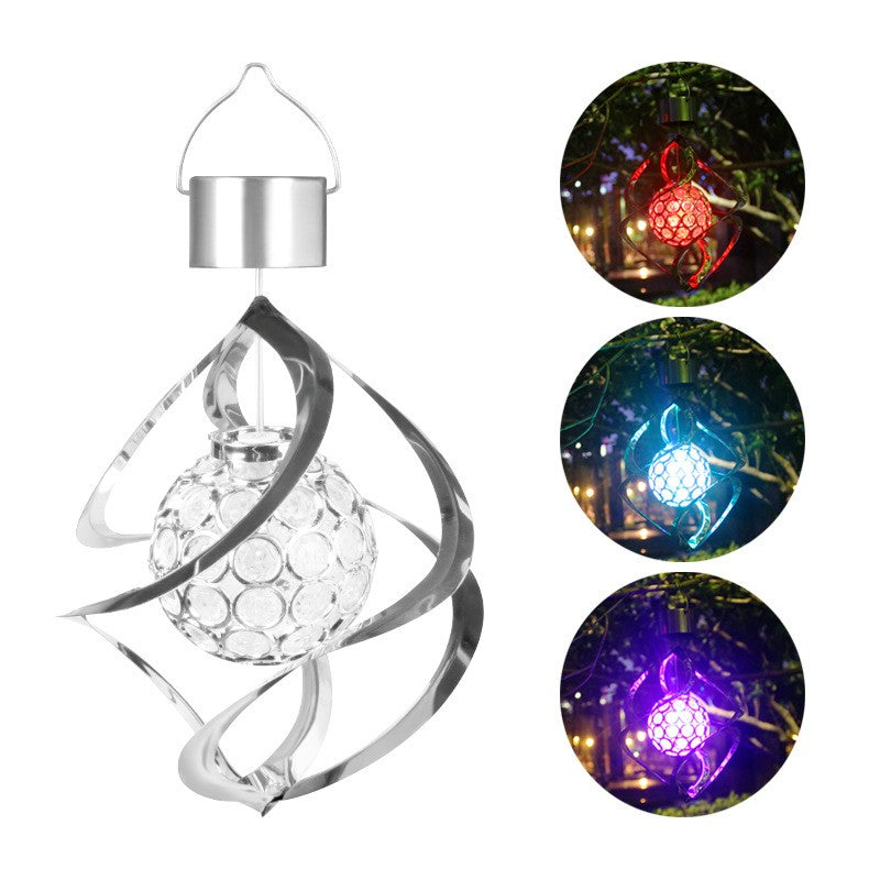Lampa Solara Led Rgb Spirala Pentru Gradina/Terasa, Se Roteste De La Vant, 35 X 5.5 Cm, Rezistenta La Apa, Tip Glob De Cristal, 2V, 600 Mah, Multicolor - vivimall.ro