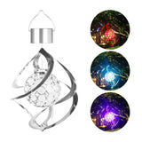 Lampa solara LED RGB spirala pentru gradina/terasa Vivimall, se roteste de la vant, 35 x 5.5 cm, rezistenta la apa, tip glob de cristal, 2V, 600 mAh, multicolor - vivimall.ro