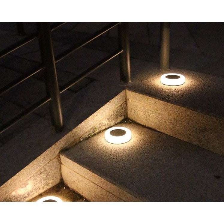 Lampa solara LED, sub forma de cerc, pentru gazon sau gradina, Rezistenta la apa, Vivimall, Alb cald - vivimall.ro