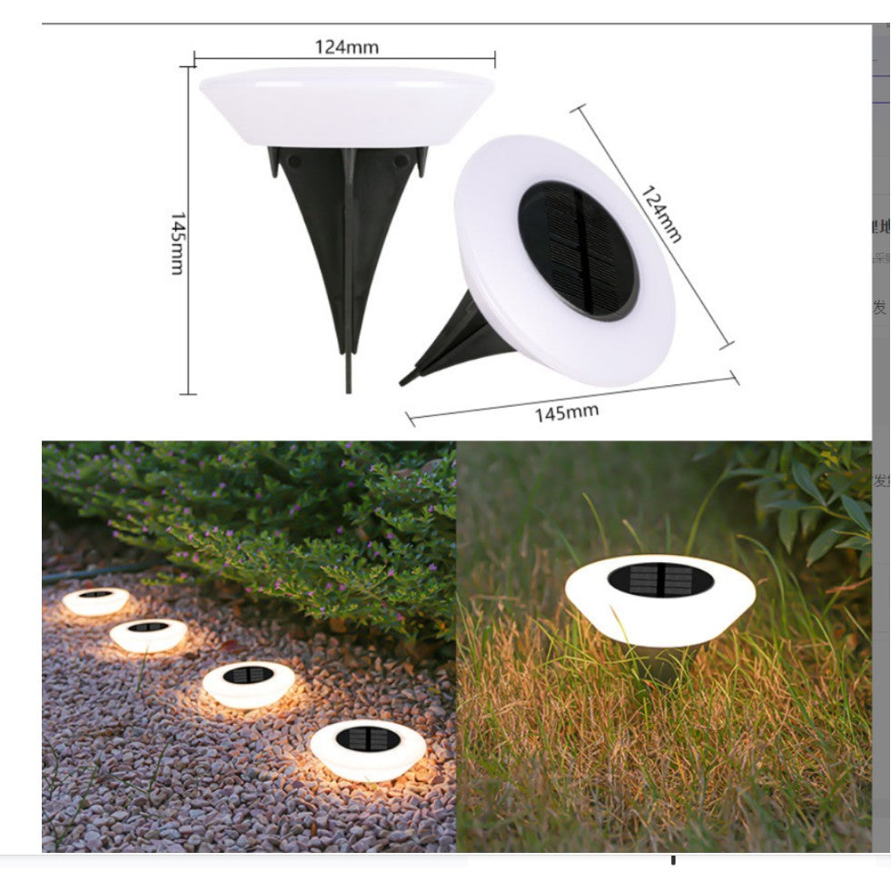 Lampa solara LED, sub forma de cerc, pentru gazon sau gradina, Rezistenta la apa, Vivimall, Alb cald - vivimall.ro