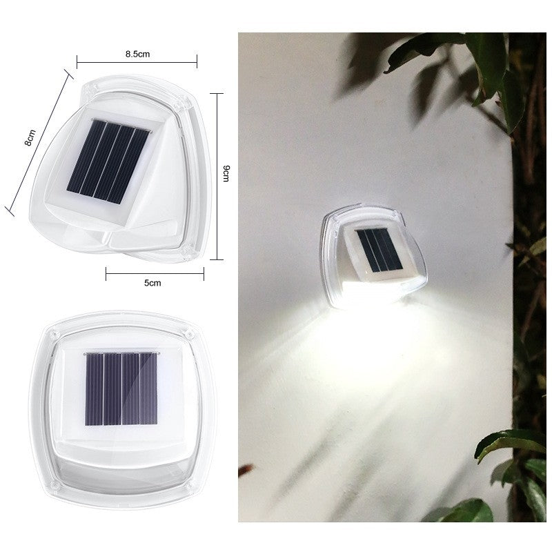 Lampa solara LED tip aplica pentru perete Vivimall, 8.5 x 9 cm, 2V, ABS, 600mAh, rezistent la apa, material ABS, 8 LED-uri, alb rece - vivimall.ro