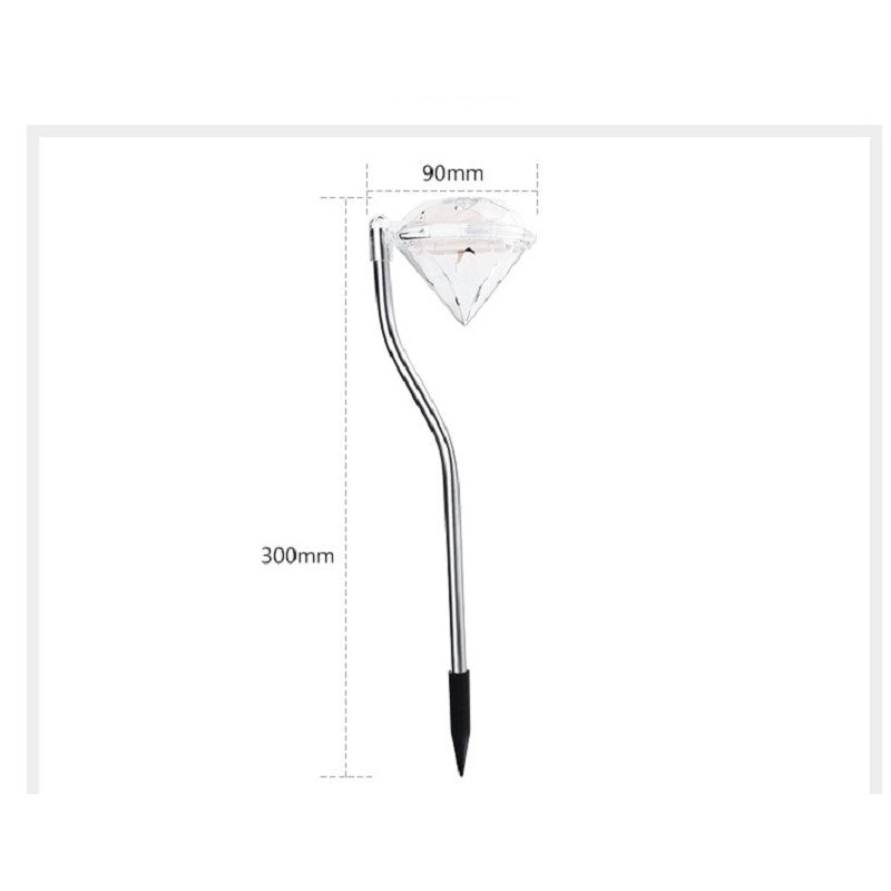 Lampa Solara Led Tip Diamant Pentru Gradina, Inaltime 30 Cm, 2V, Abs, 600Mah, Alb Cald - vivimall.ro