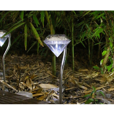 Lampa Solara Led Tip Diamant Pentru Gradina, Inaltime 30 Cm, 2V, Abs, 600Mah, Alb Rece - vivimall.ro
