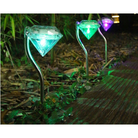 Lampa Solara Led Tip Diamant Pentru Gradina, Inaltime 30 Cm, 2V, Abs, 600Mah, Multicolor - vivimall.ro