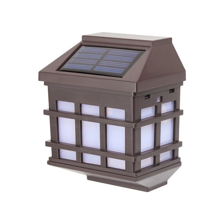 Lampa Solara Led Tip Felinar Pentru Perete, 11.5 X 8.3Cm, 1.2V, Abs, 400Mah, Alb Cald - vivimall.ro